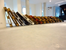 Tiziano Martini Senza titolo, 2012, 15 euro pallets, pittura acrilica, vernici, sabbiatrice, pittura per interni, dimensioni variabili