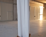 nicola genovese, shelter 2011, comodino e tenda per doccia, 47x60x200 cm, courtesy dell'artista, foto a. montresor 