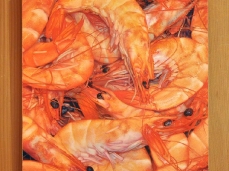 gabriele grones, shrimps, olio su tela, cm 25x25, 2013