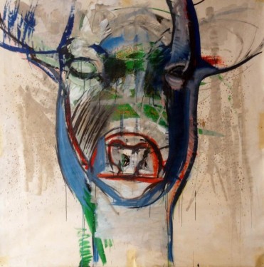 testa-tecnica-mista-su-carta-scenografica-200x180-cm-2012