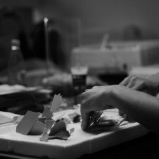 Stefano moras: riallestimento a borca di un brano \"Schmetterlinssaule\": il lavoro è stato presentato all\'interno della mostra \"Entrare nell\'opera\", Galleria Massimodeluca, aprile 2016 - Foto: Brando Prizzon