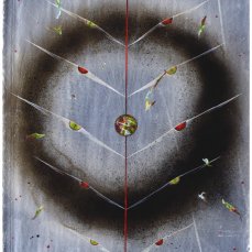 davide zucco, say something, pittura ad olio, incisione, vernice spray su pannello con foglio di alluminio, 66x50cm, 2012 - courtesy dell\'artista