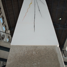 davide zucco, may I ask you all for silence, 40x40x360 cm, cemento, legno, assi, olio, 2011, foto a. montresor (part.)