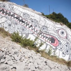 area cava abbandonata a Casso, ericailcane/kabu, senza titolo, 2012, 6x3 m. ca
