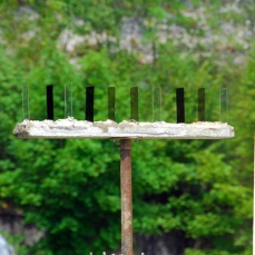 eugenia vanni, telescopio, installazione, tubi innocenti, cemento, lastre plastiche per lenti, Sass Muss, estate 2011, opera realizzata grazie al supporto di Artecos e De Rigo Vision