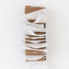 Evelyn Leveghi, Unveil (intersoggettività accumulata), Pasta fillo, inchiostro blu, filtro aria motore auto d’epoca, 11,5 x 22,8 x 10 cm, 2024