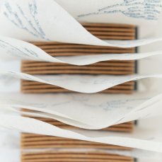 Evelyn Leveghi, Unveil (intersoggettività accumulata), Pasta fillo, inchiostro blu, filtro aria motore auto d’epoca, 11,5 x 22,8 x 10 cm, 2024