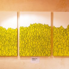 Giocando con le Regole/Play by the rules - Federico Lanaro - Supernatural, trittico, acrilico e pennarello su tela, 70 x 100 cm. cad., 2010, Courtesy Studio d\'Arte Raffaelli
