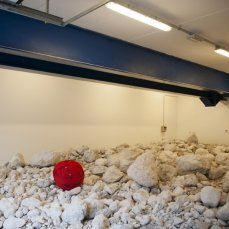 Agner, installazione (part.), 100 metri cubi di croda dolomitica, 1.600 metri di corda da arrampicata (foto. Giacomo De Dona)