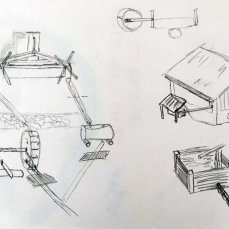 i legni umidi: la costruzione delle idee - naf-barela cugino del barelon - segheria e vasca di servizio alla scofa