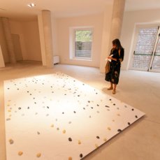 Ludovico Bomben / Marina Ferretti, Sistema di arrampicamento,  2012, supporto ligneo, carta stampata, pomelli in ceramica, 250x350 cm, 2012_foto Giacomo De Don