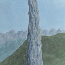 Nanni De Biasi, Geologia metafisica, 42x67 cm, olio su tela accoppiata a compensato triplo, 2024