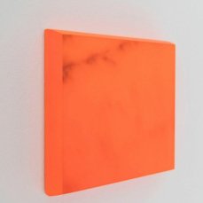 Simone Cametti, O/2, 17,5x17,5x3 cm, marmo Lasa bianco nuvolato, vernice acrilica bicomponente opaca, acciaio, grafite, 2023