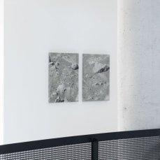 Stefano Comensoli_Nicolò Colciago Trip Trap (Moonwalk 01), 45x61x3 cm, sverniciatore su telo in pvc trovato, 2023 Trip Trap (Moonwalk 02), 45x61x3 cm, sverniciatore su telo in pvc trovato, 2023
