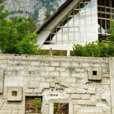former eni village of borca di cadore_holiday camp building audutorium (ext.) - photo by sergio casagrande